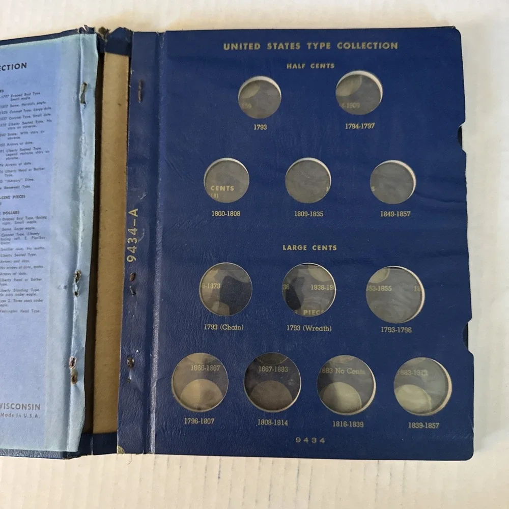 Vintage Whitman Bookshelf United States Type Set Small Coins Album #9434